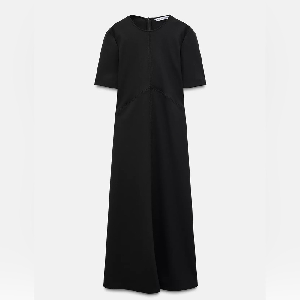 NWOT Zara Woman Classic Black Midi Swing Dress